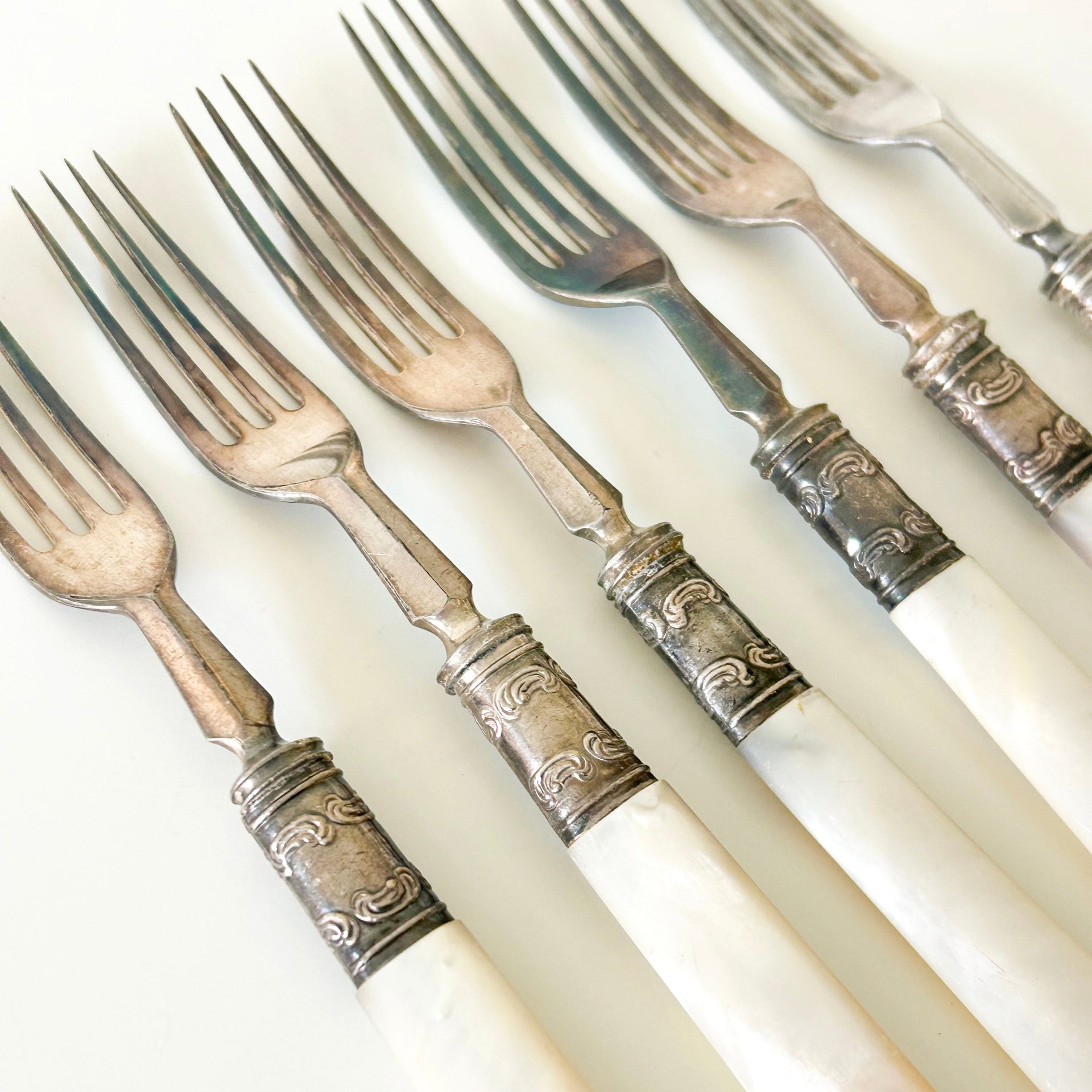 Antique Mother of Pearl Dessert Fork Set - from Paris