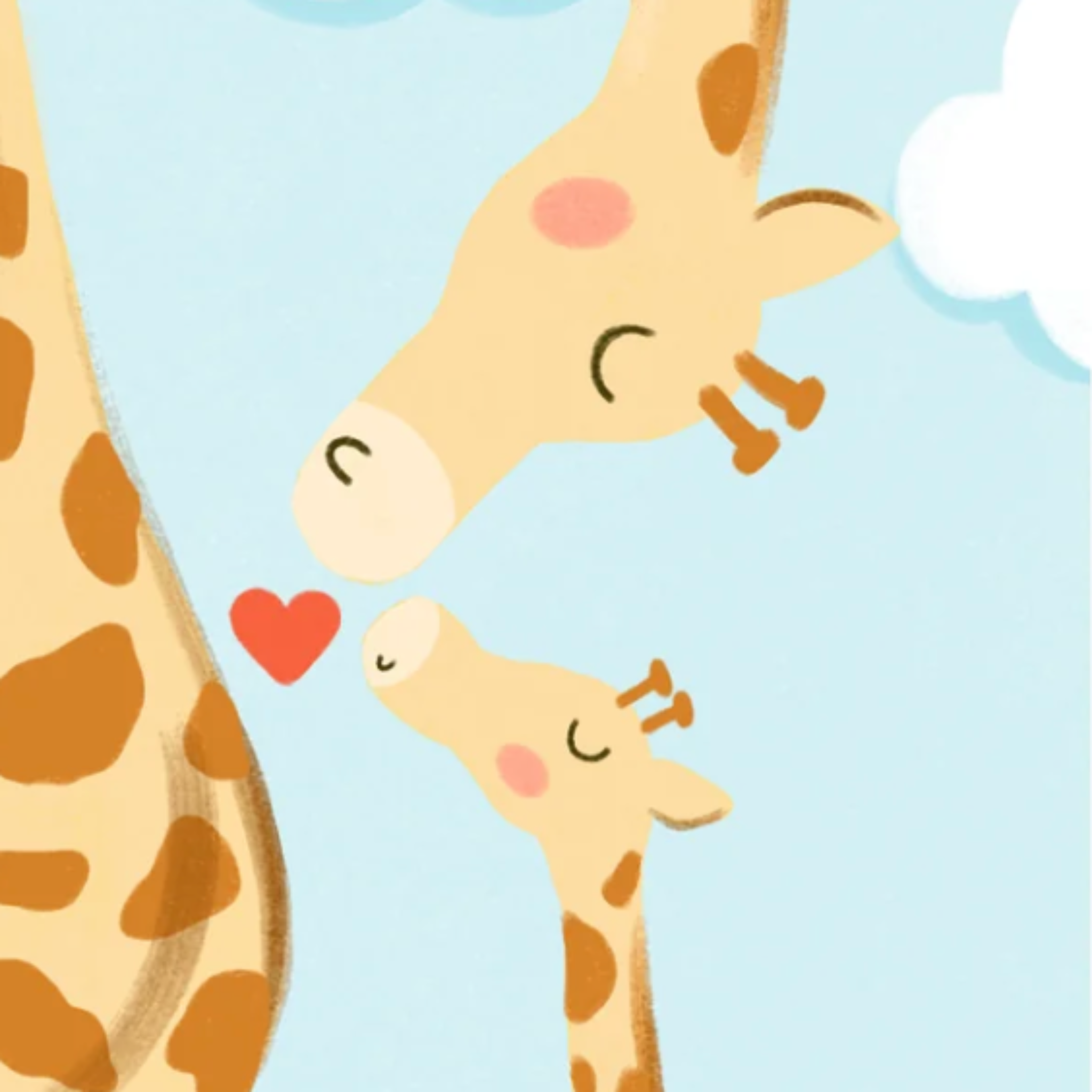mama giraffe with baby greeting card