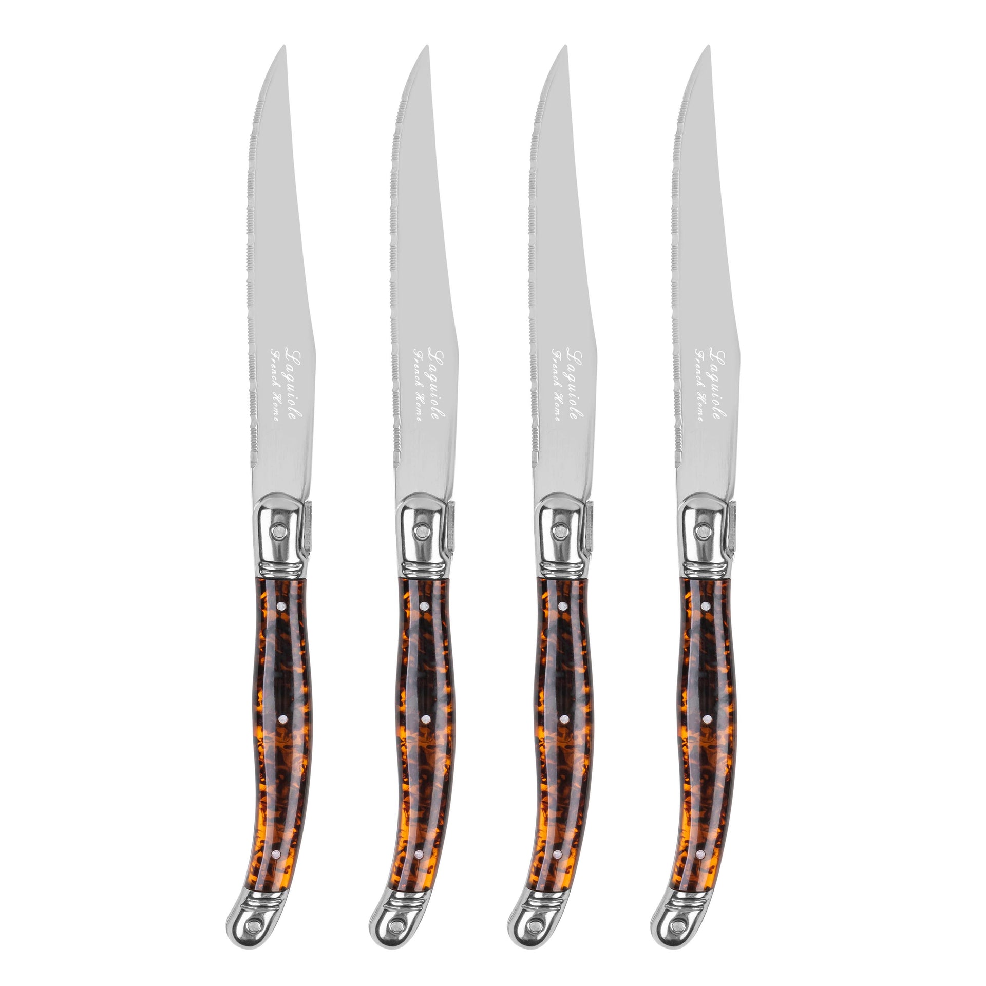French Home - Laguiole Connoisseur 4-Piece Tortoise Steak Knife Set