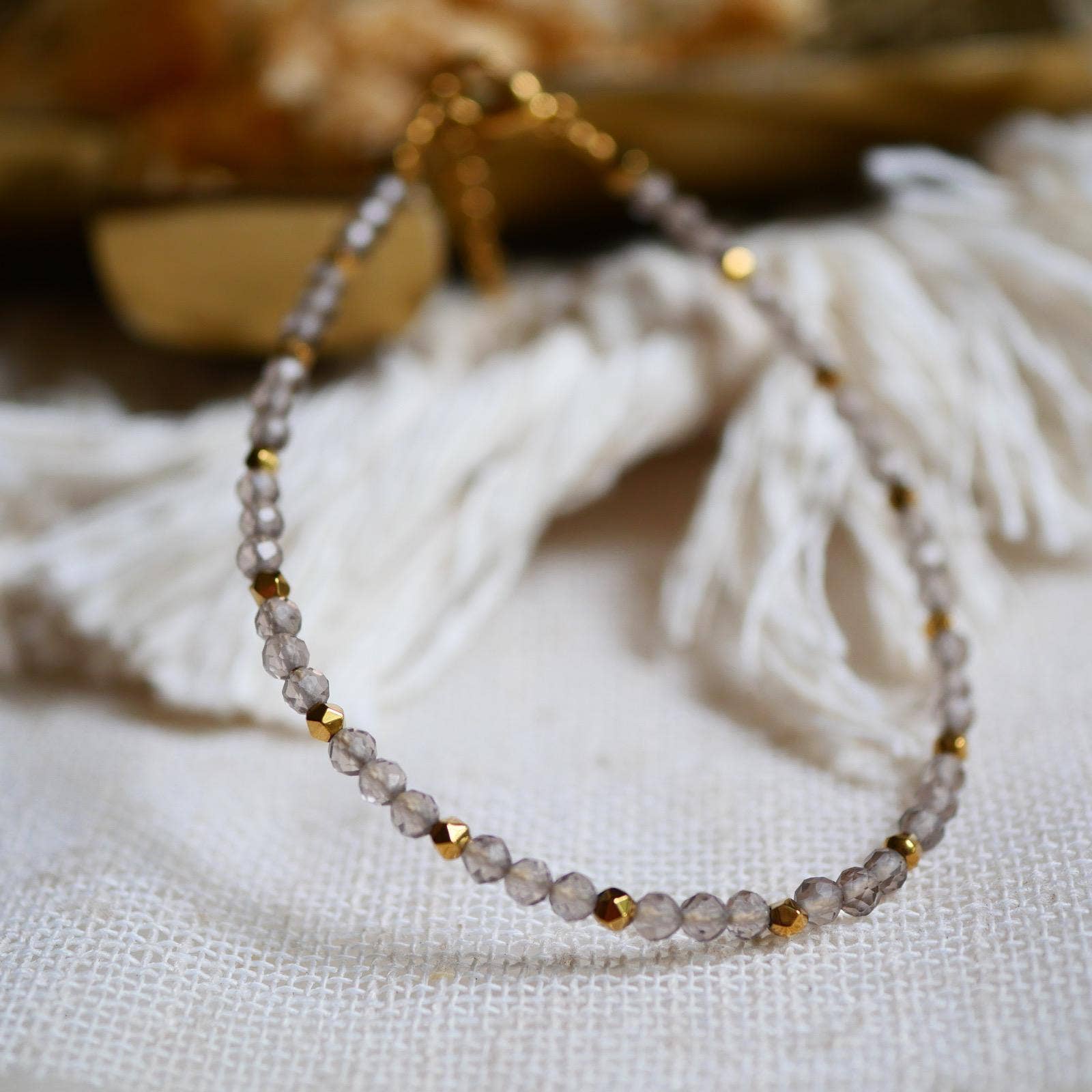 Beaded SMOCKED QUARTZ BRACELET