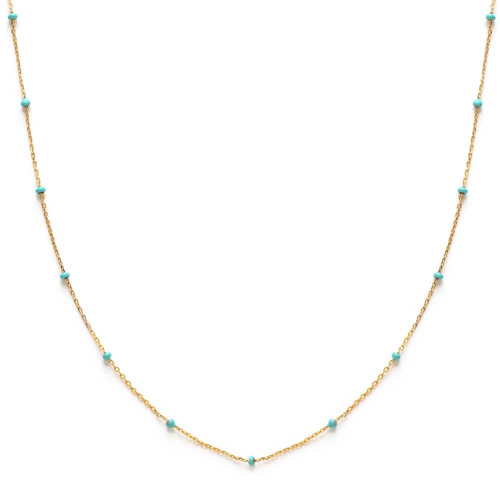 Amano Studio - Beaded Chain Necklace: Turquoise