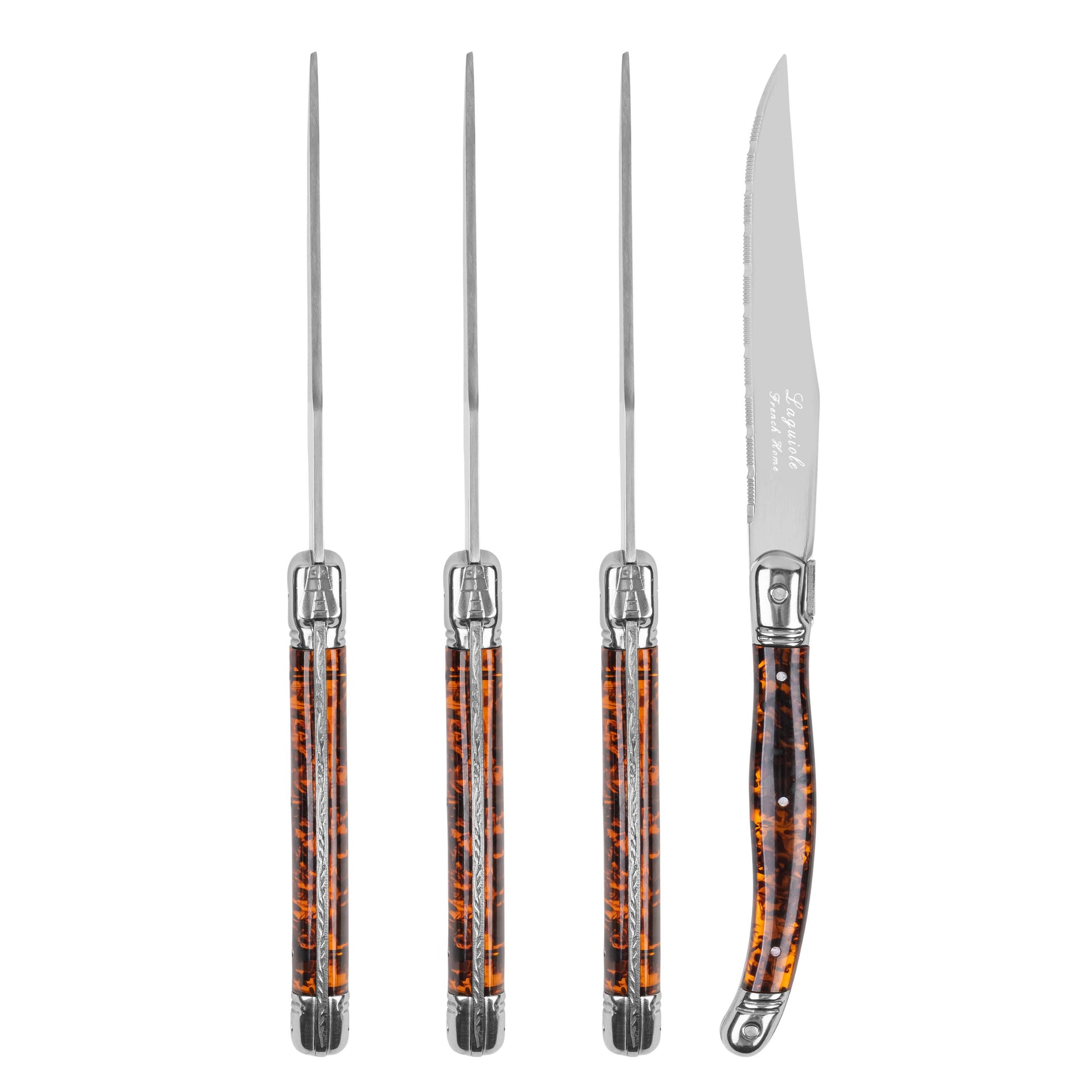 French Home - Laguiole Connoisseur 4-Piece Tortoise Steak Knife Set