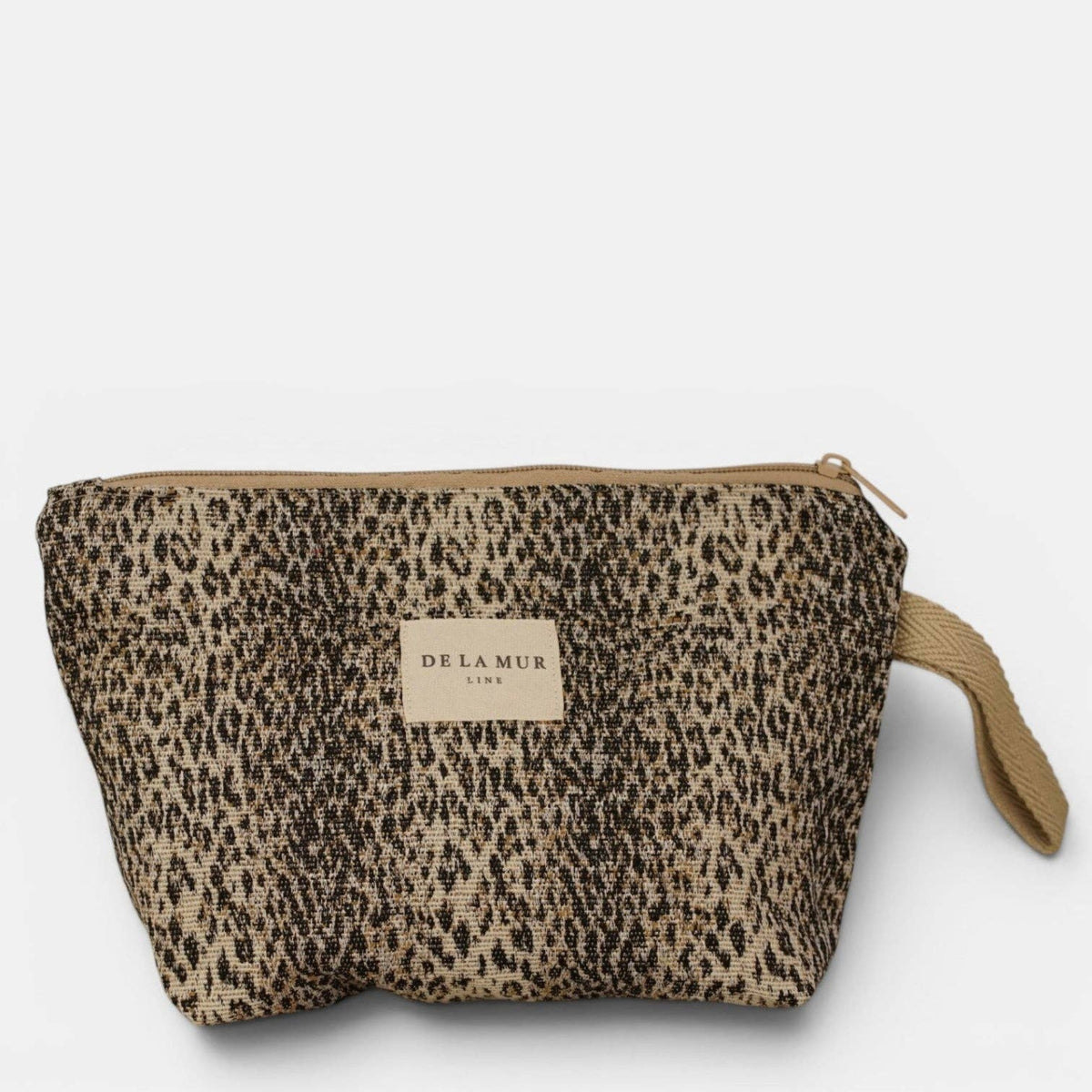 Leo Leopard Jacquard Large Makeup Bag – Beige & Black
