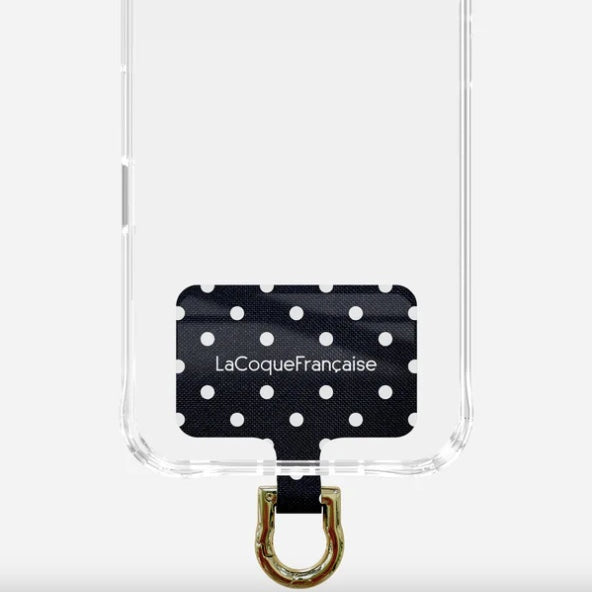 La Coque Francaise Universal Phone Chain Adapter - Black/White Polka Dot