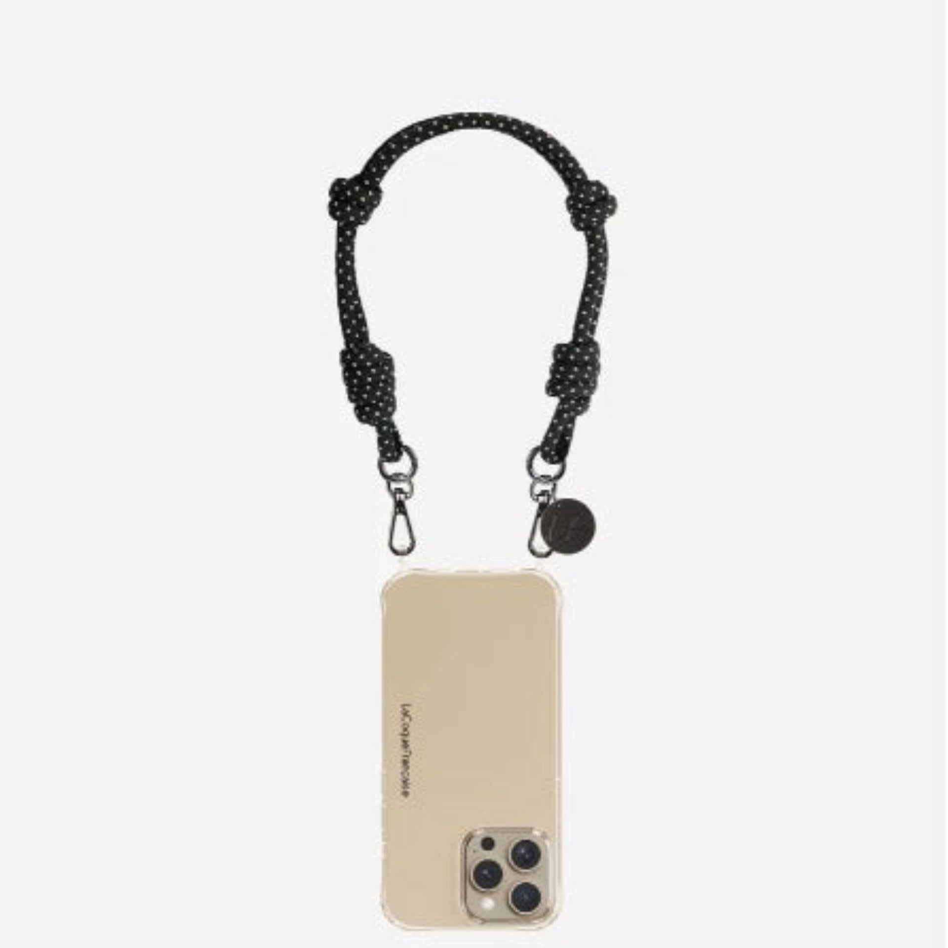 La Coque Francaise Nolan Short Phone Chain - Black w/ White Polka Dot
