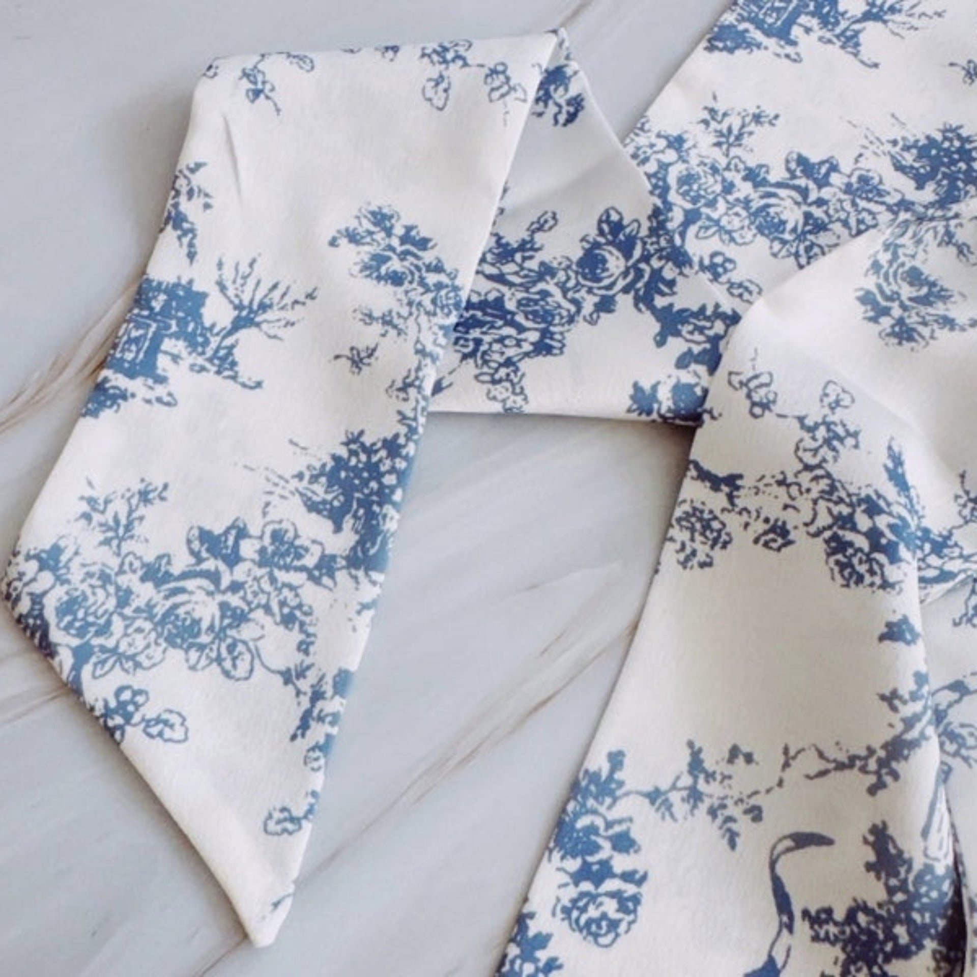 French Toile Hair Scarf - Blue