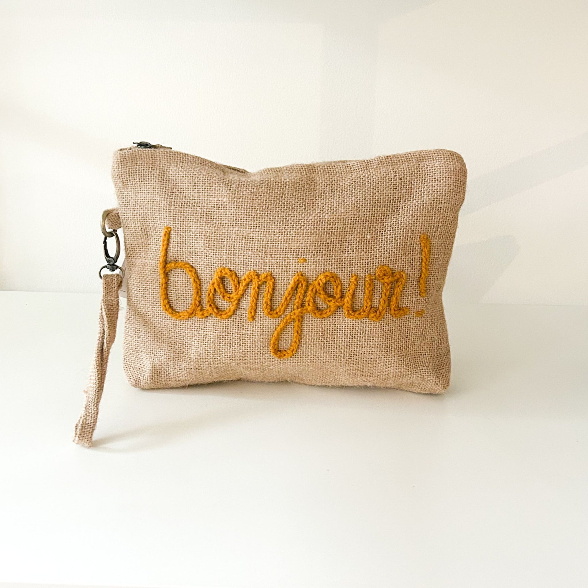 Amour/Bonjour Jute Makeup Bag