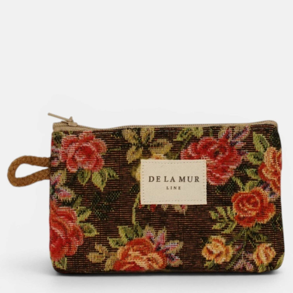 Pepi Floral Jacquard Coin Purse – Brown & Red