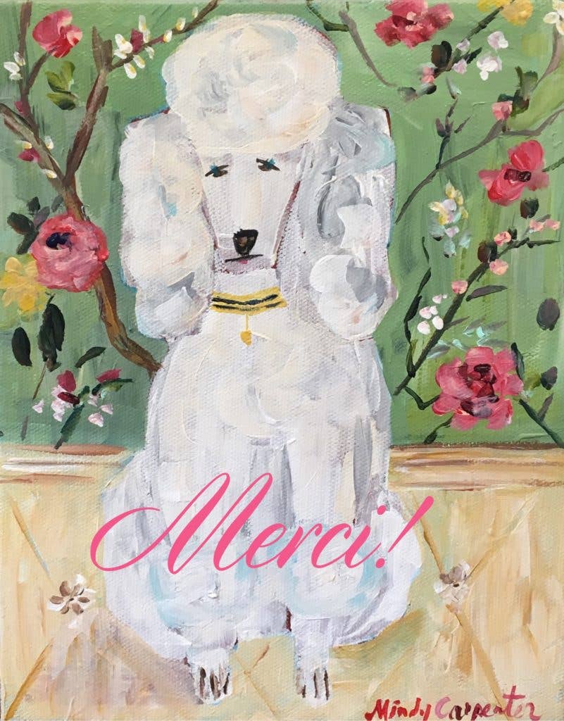 Merci Poodle Greeting Card