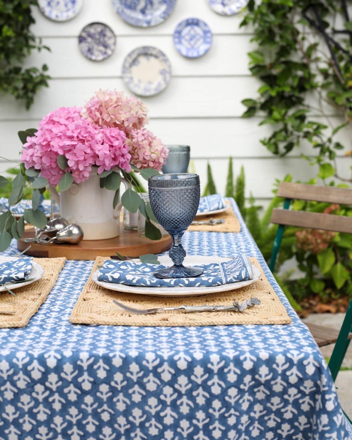 Tablecloth Charlotte Indigo: 60x60