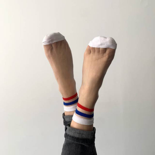 sockette blue white red socks