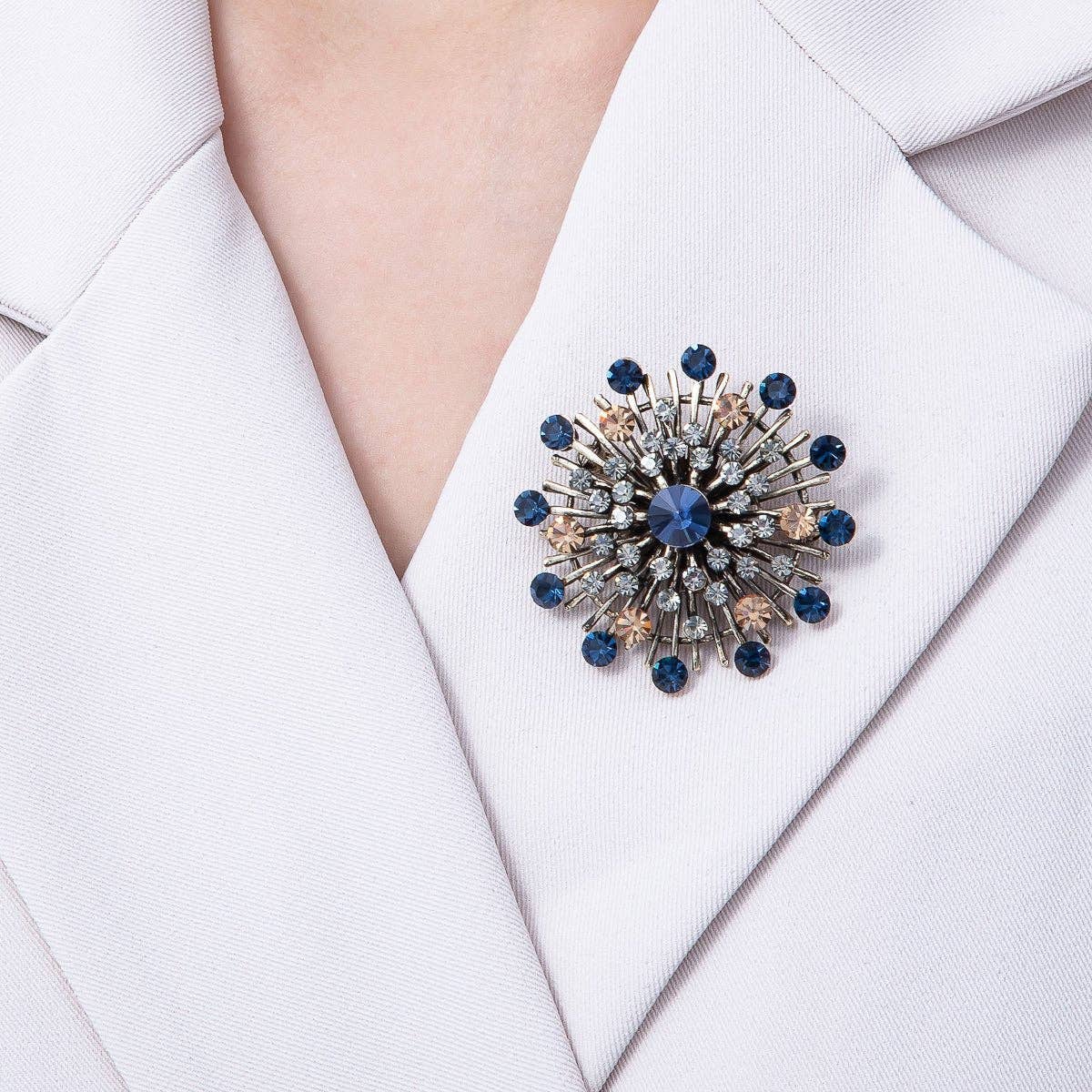Sunburst Celestial Brooch - Blue