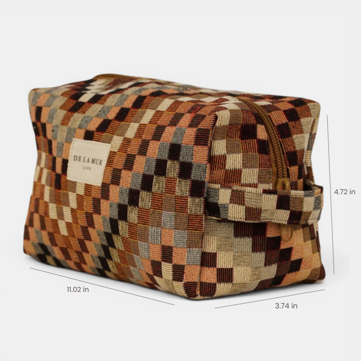 Pier Zigzag Jacquard Squared Makeup Bag – Brown & Beige