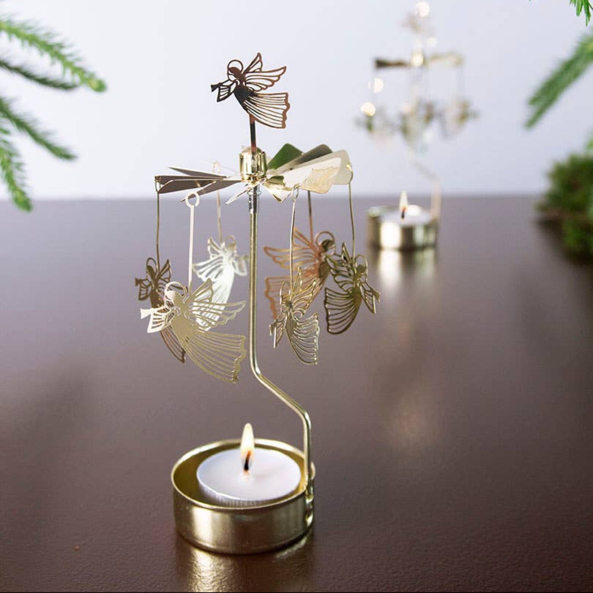 Flying Angel Rotary Candleholder - Gold