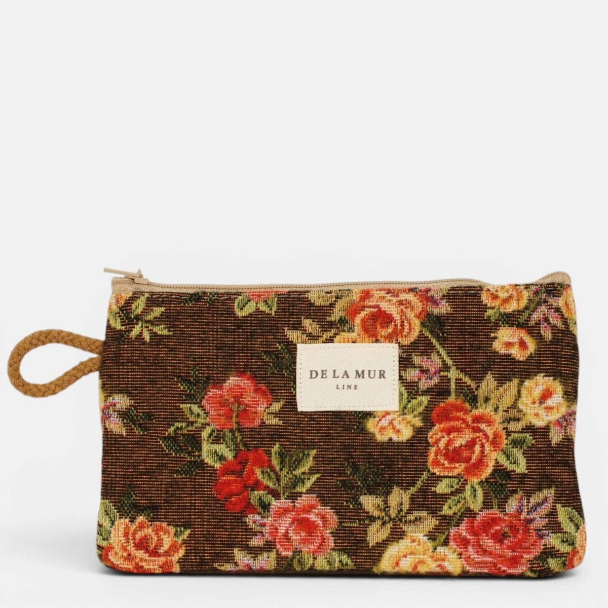 Pepi Floral Jacquard Small Makeup/Coin Bag – Brown & Red