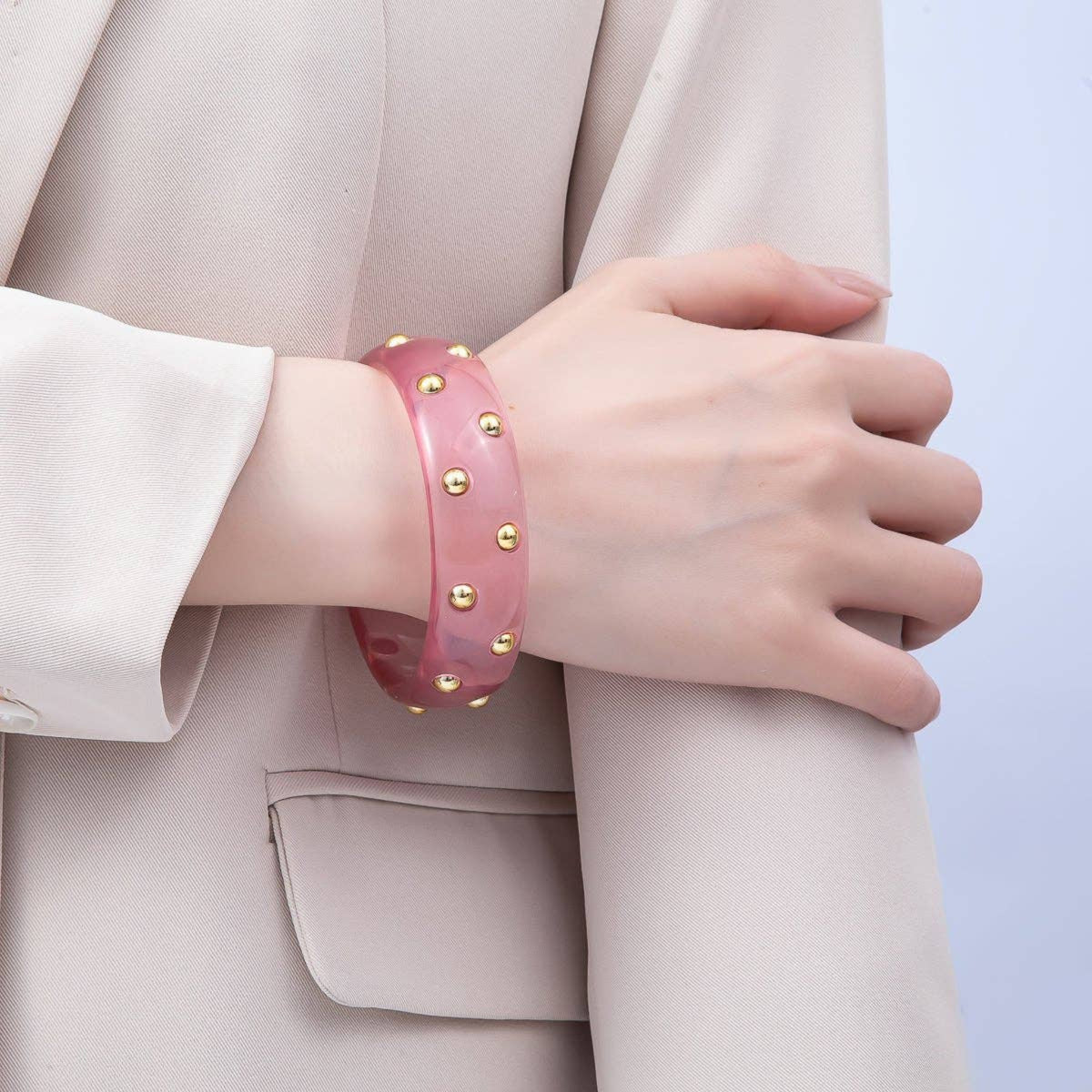 Assorted Dotted Wide Resin Bangle Bracelet
