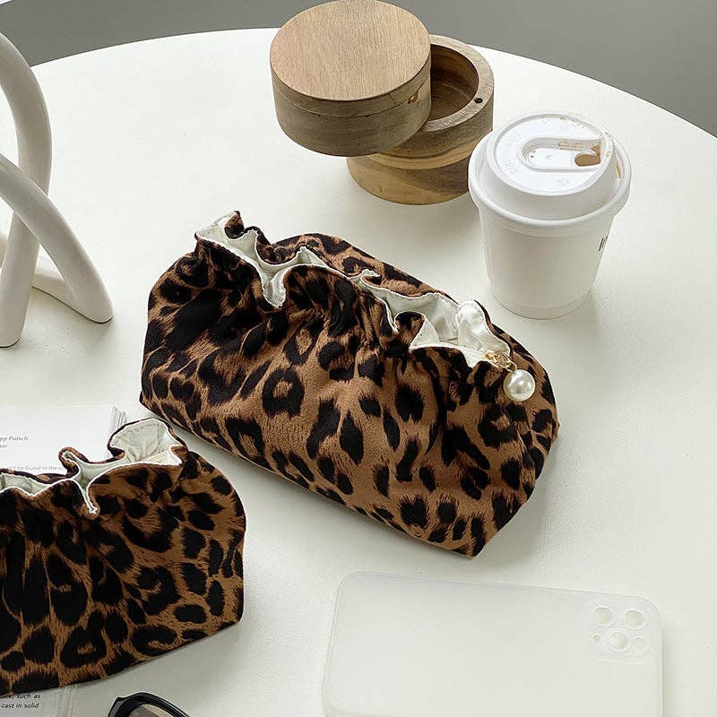 Vintage Leopard Print Cosmetic Bag