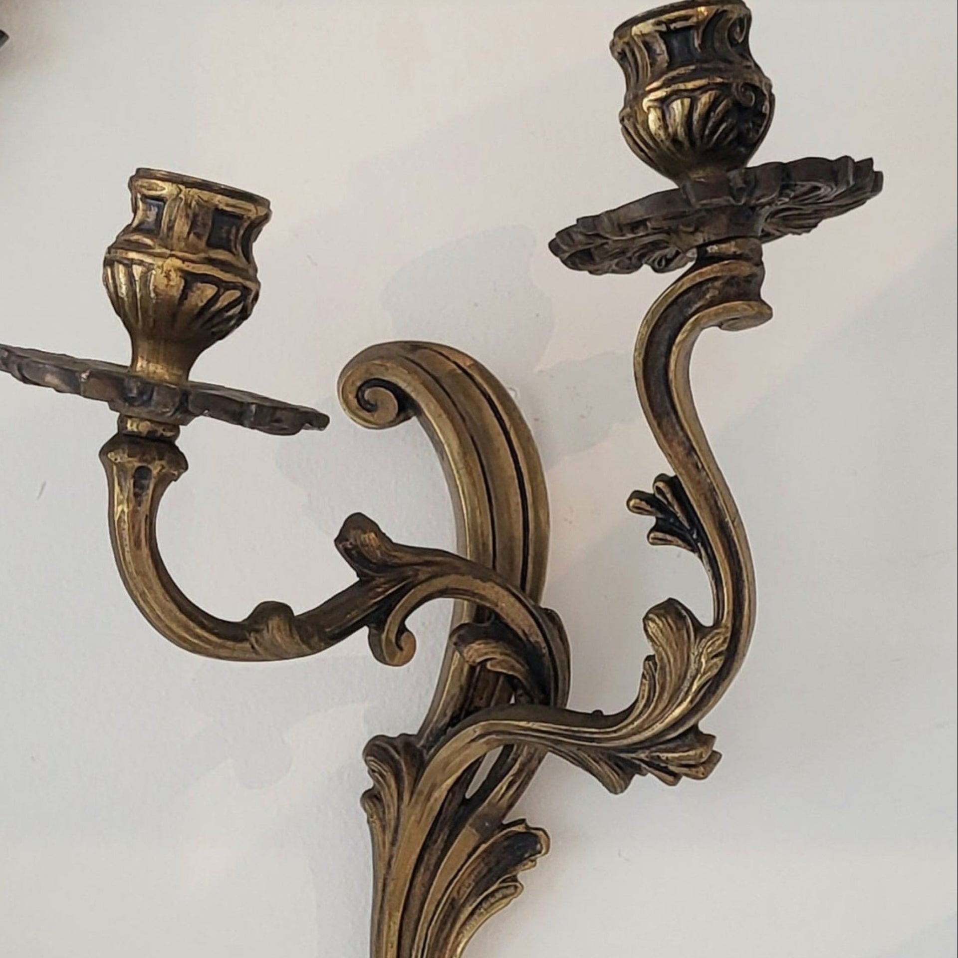 Antique Bronze Double Candle Wall Sconce - from Paris