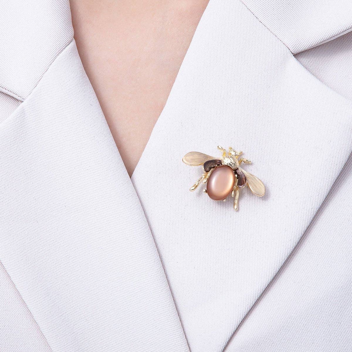 Bee Insect Brooch - Brown
