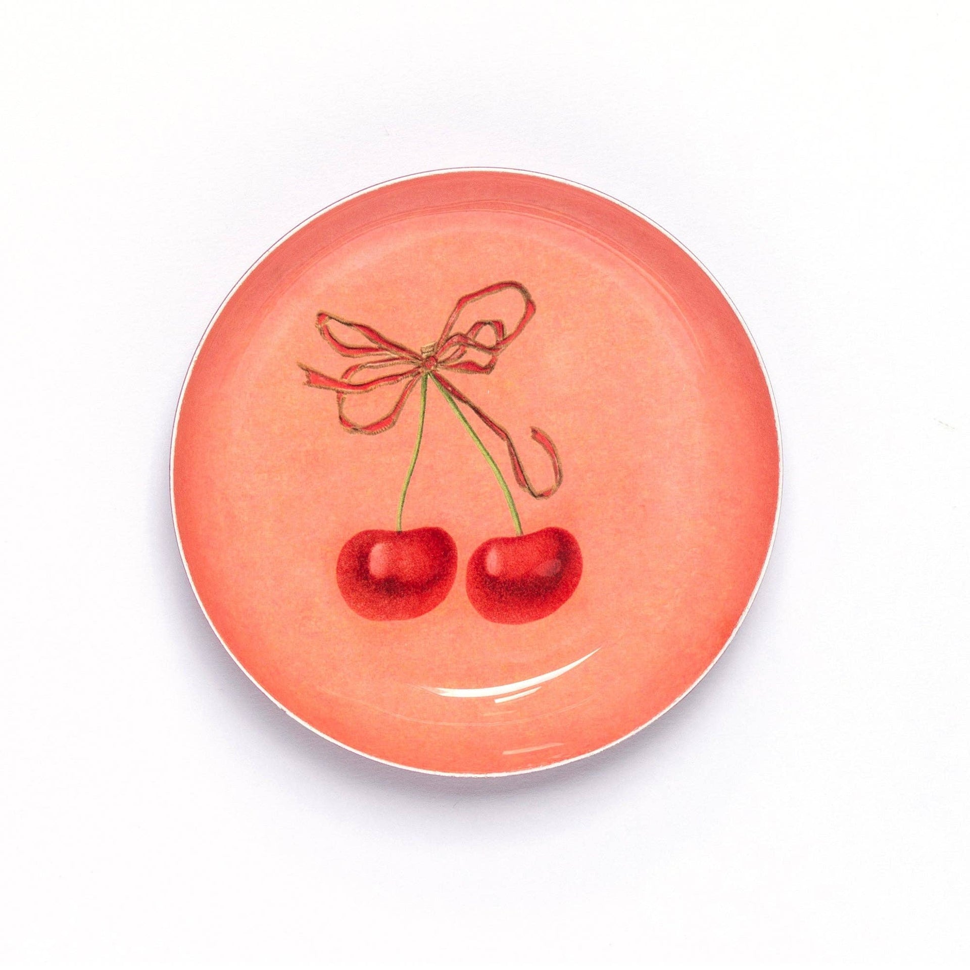 Round Enamel Tray - Cherries