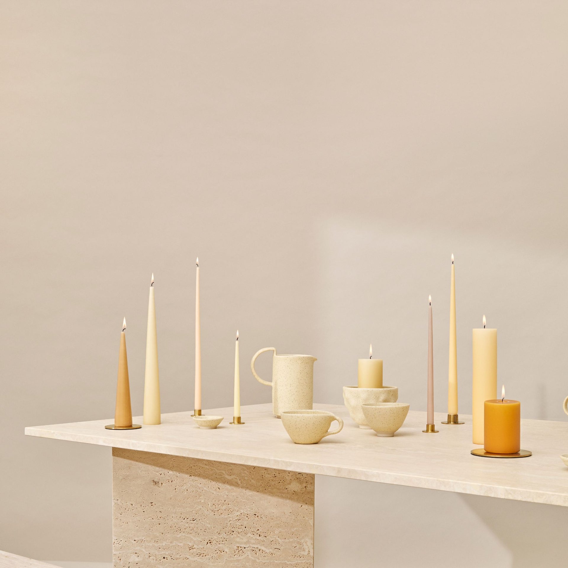 Ester & Erik Taper Candle Pair - Ice Latte