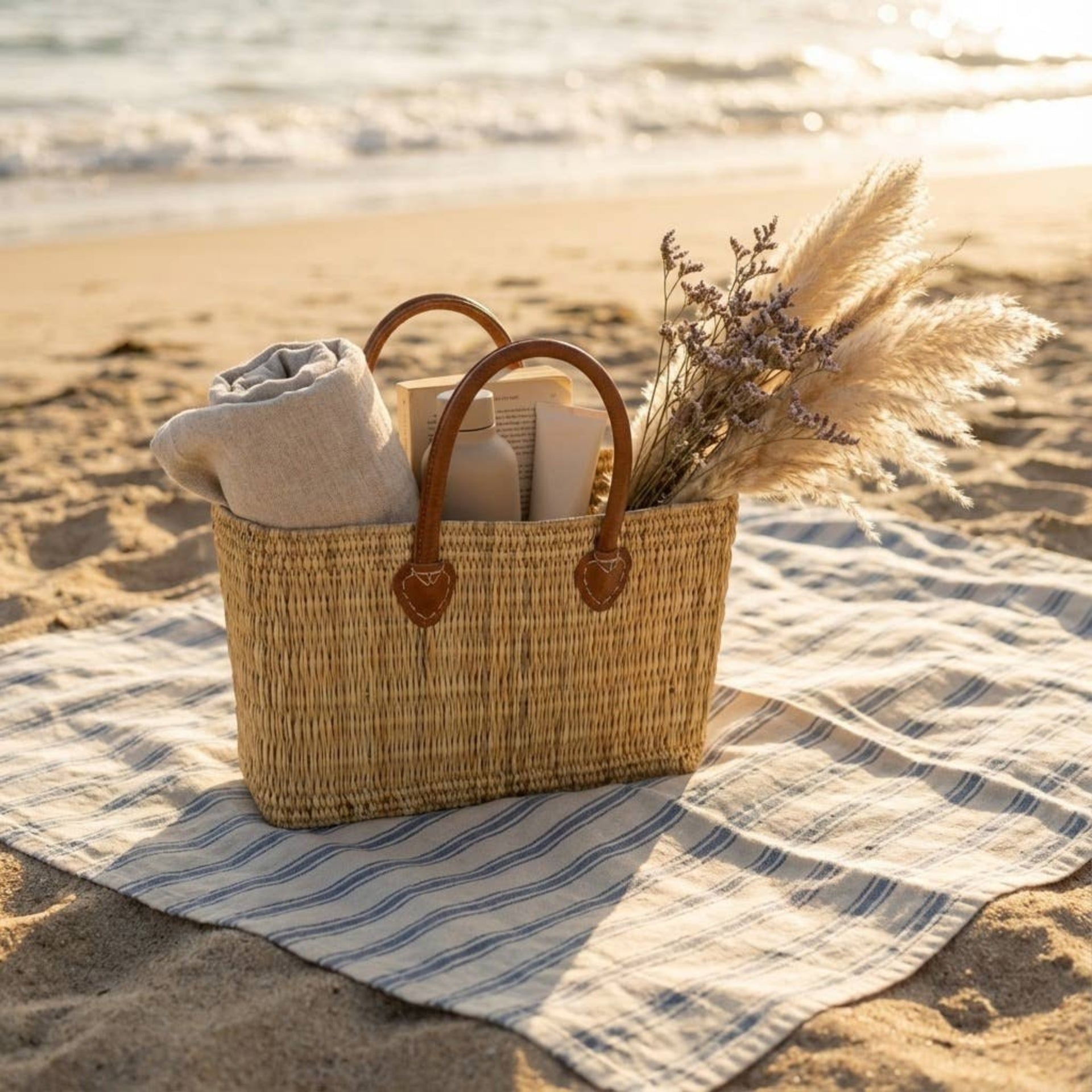 Market Basket Leather Handle/Medium Short Handles