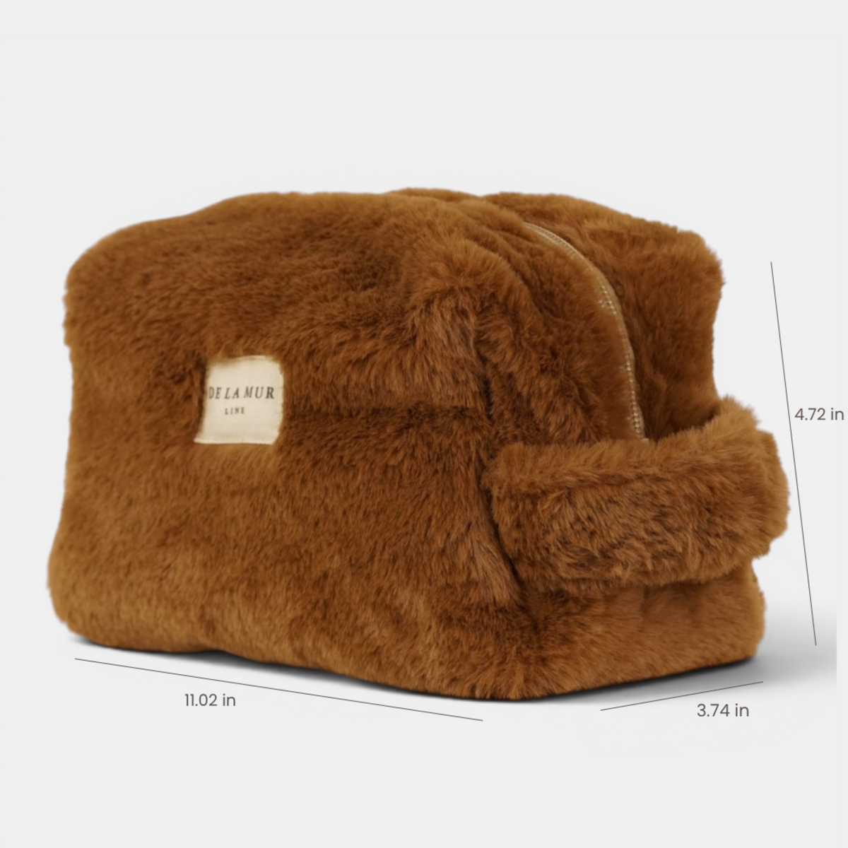 Pile Faux Fur Squared Makeup Bag – Camel Brown