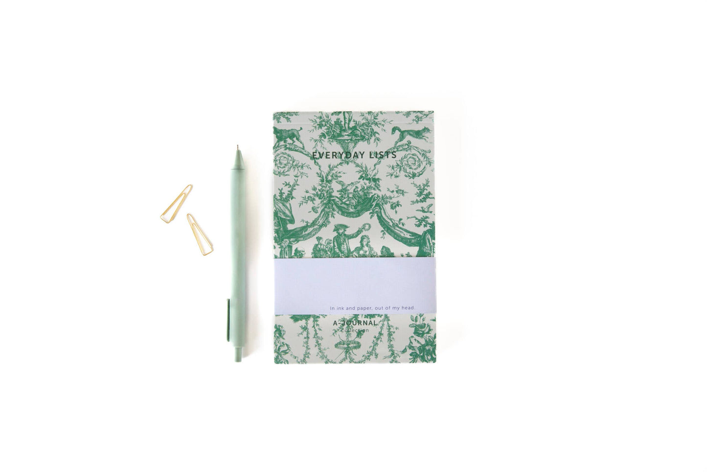 A-Journal Stationery - A-Journal Notepad Toile de Jouy Green