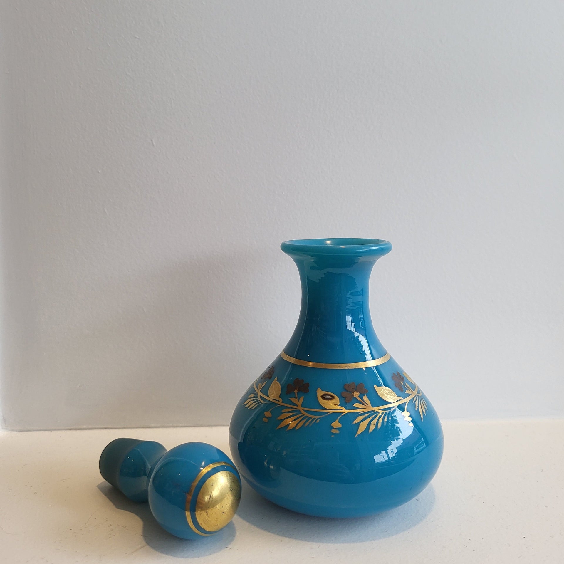 Vintage French Blue Glass Bottle - from Paris