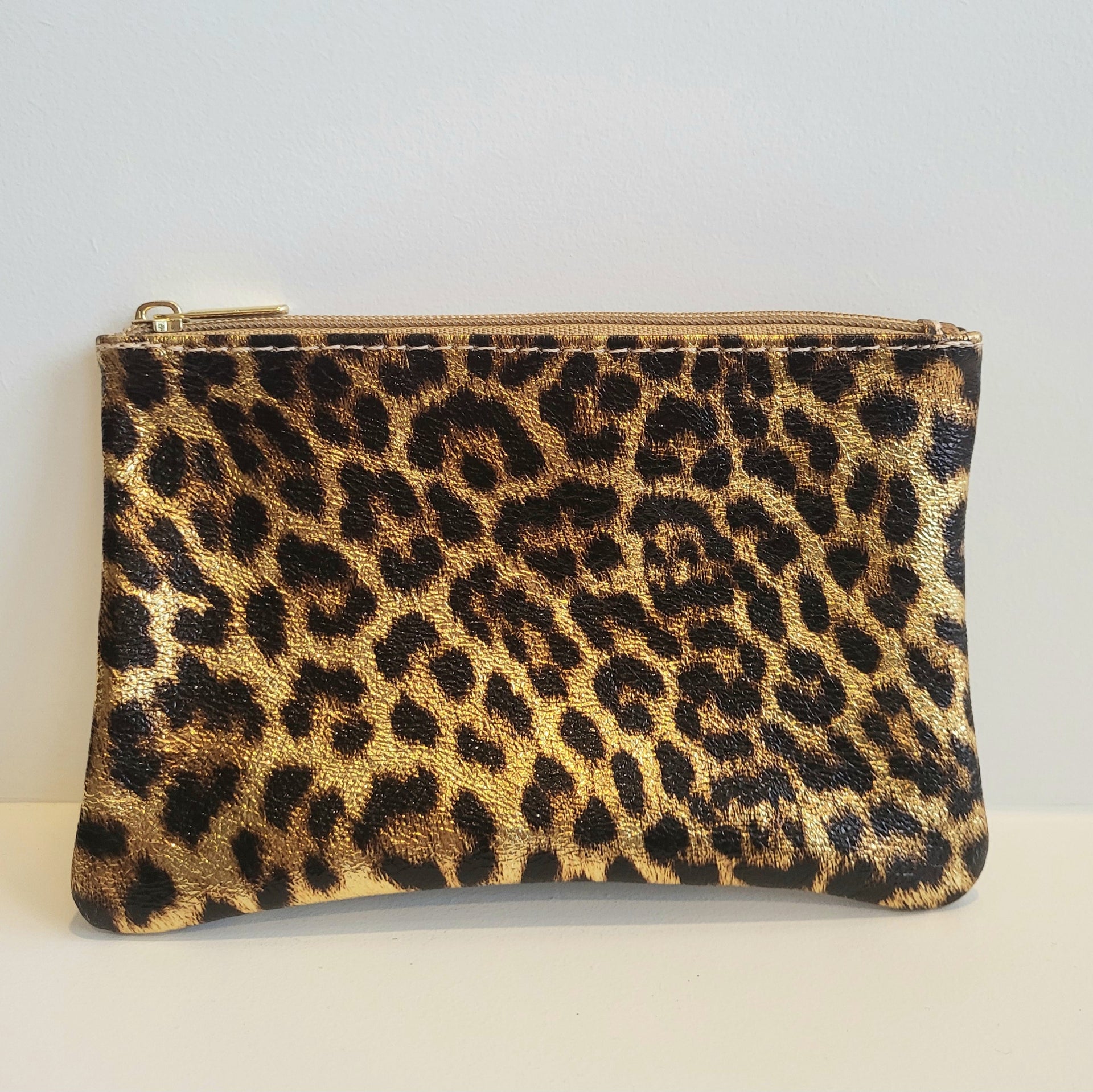 Royal Marais Leather Pouch With Zip - Light Leopard