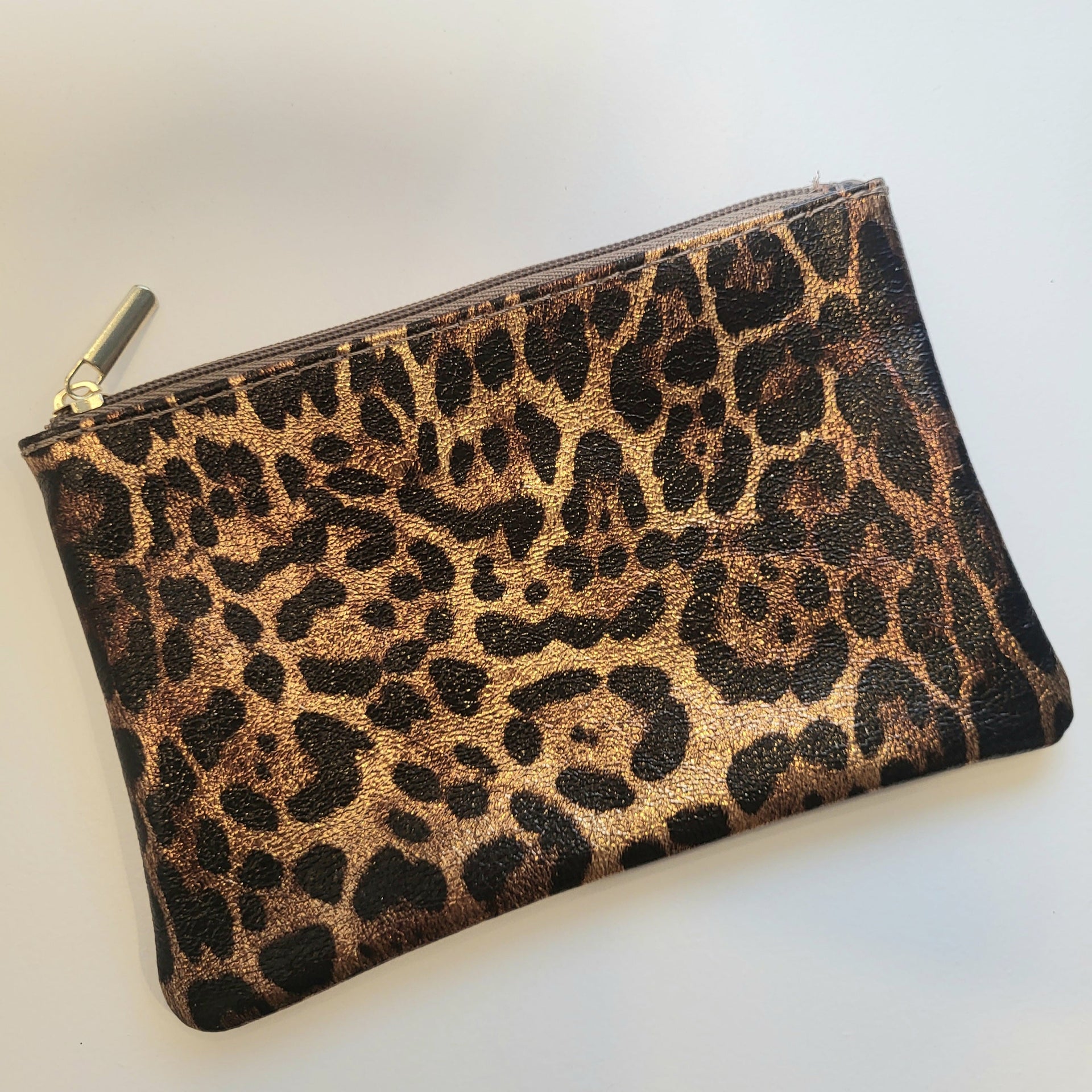 Royal Marais Leather Pouch With Zip - Dark Leopard