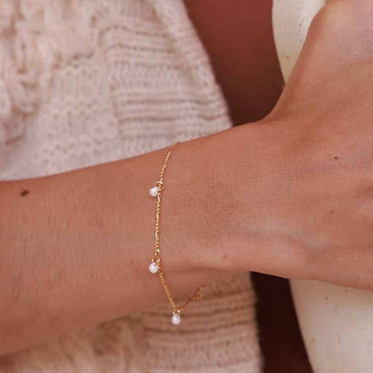 Japanese Drop Bead Bracelet - Pearl