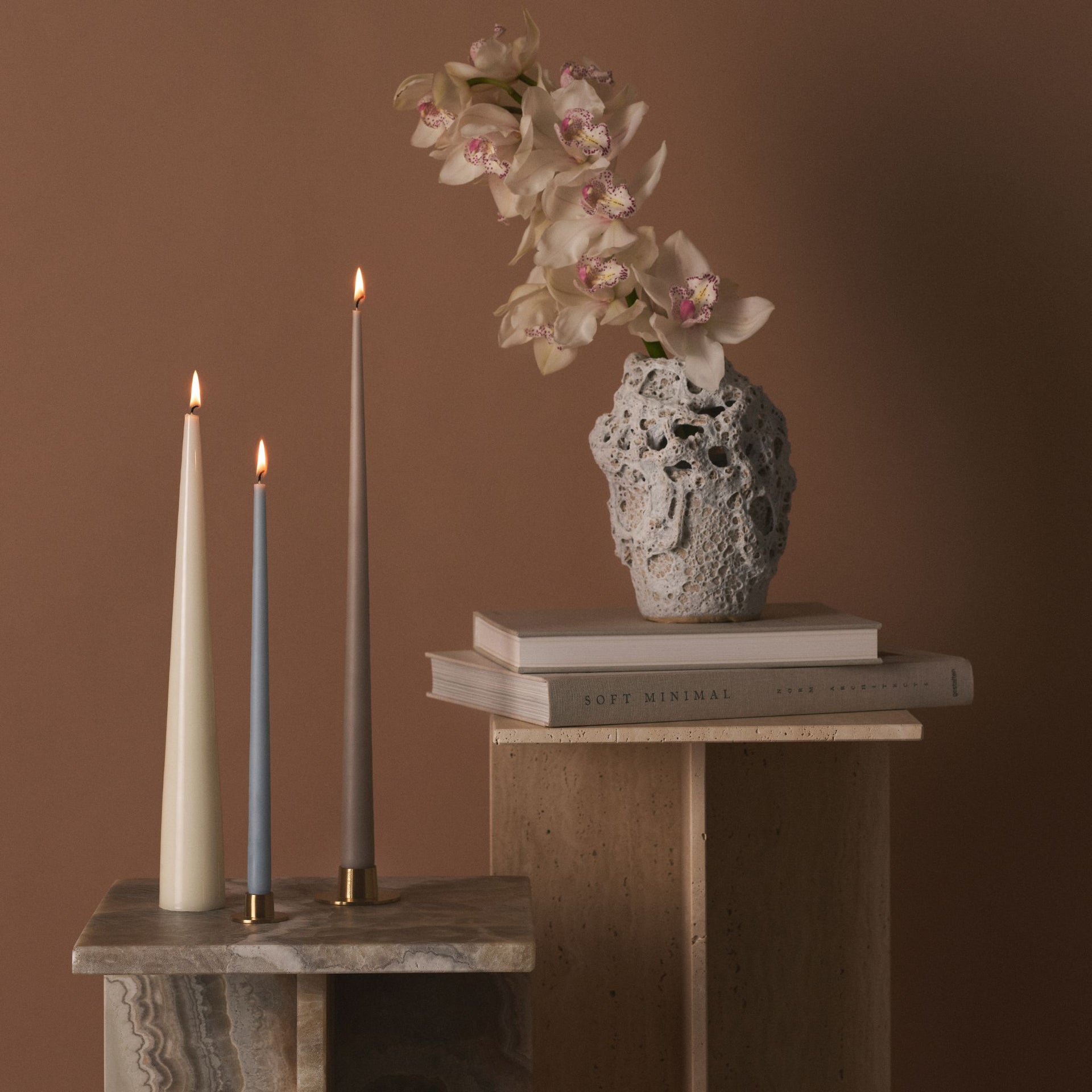 Ester & Erik Taper Candle Pair - Linen Grey