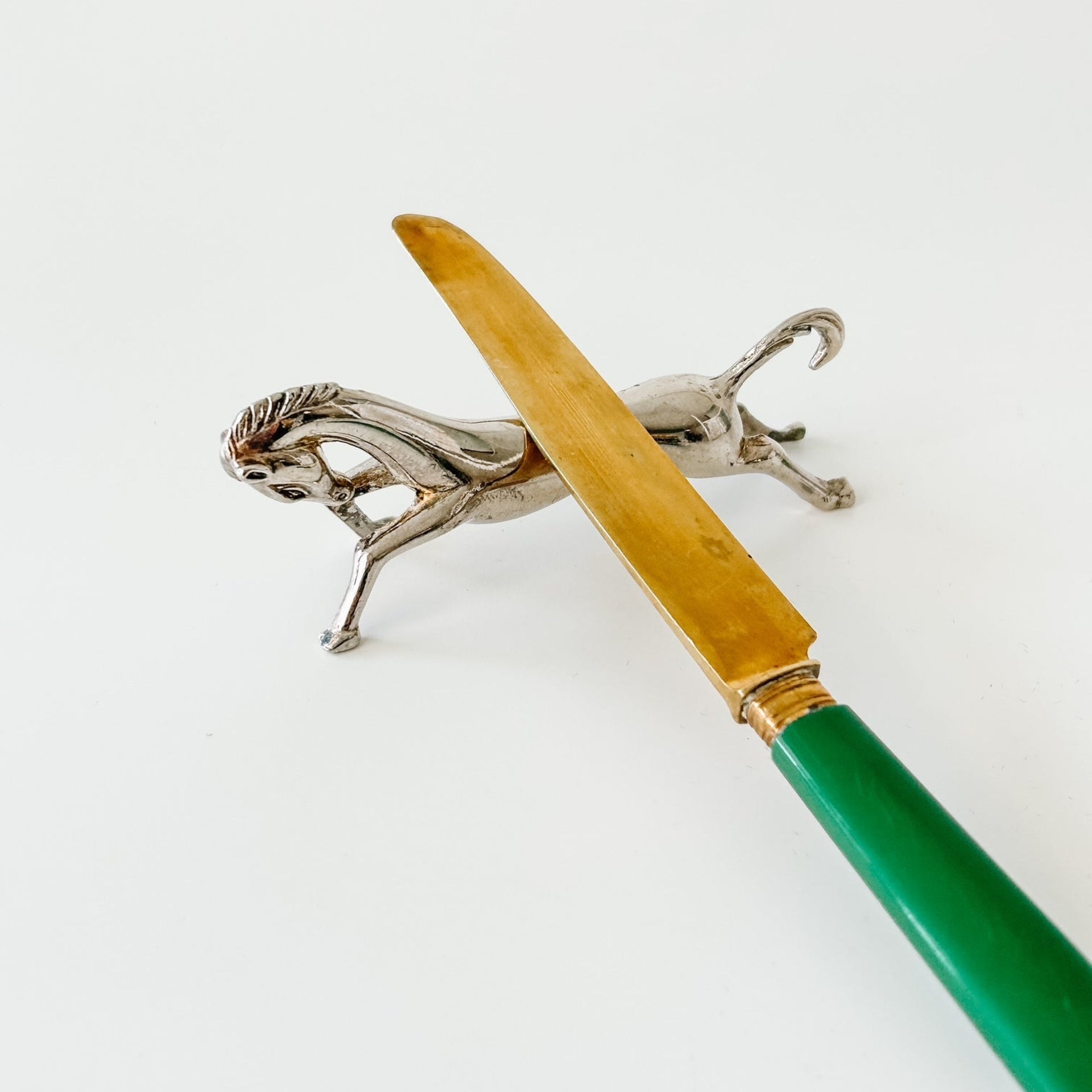 Vintage Silver Plated Horse Knife Rest Set -from Paris