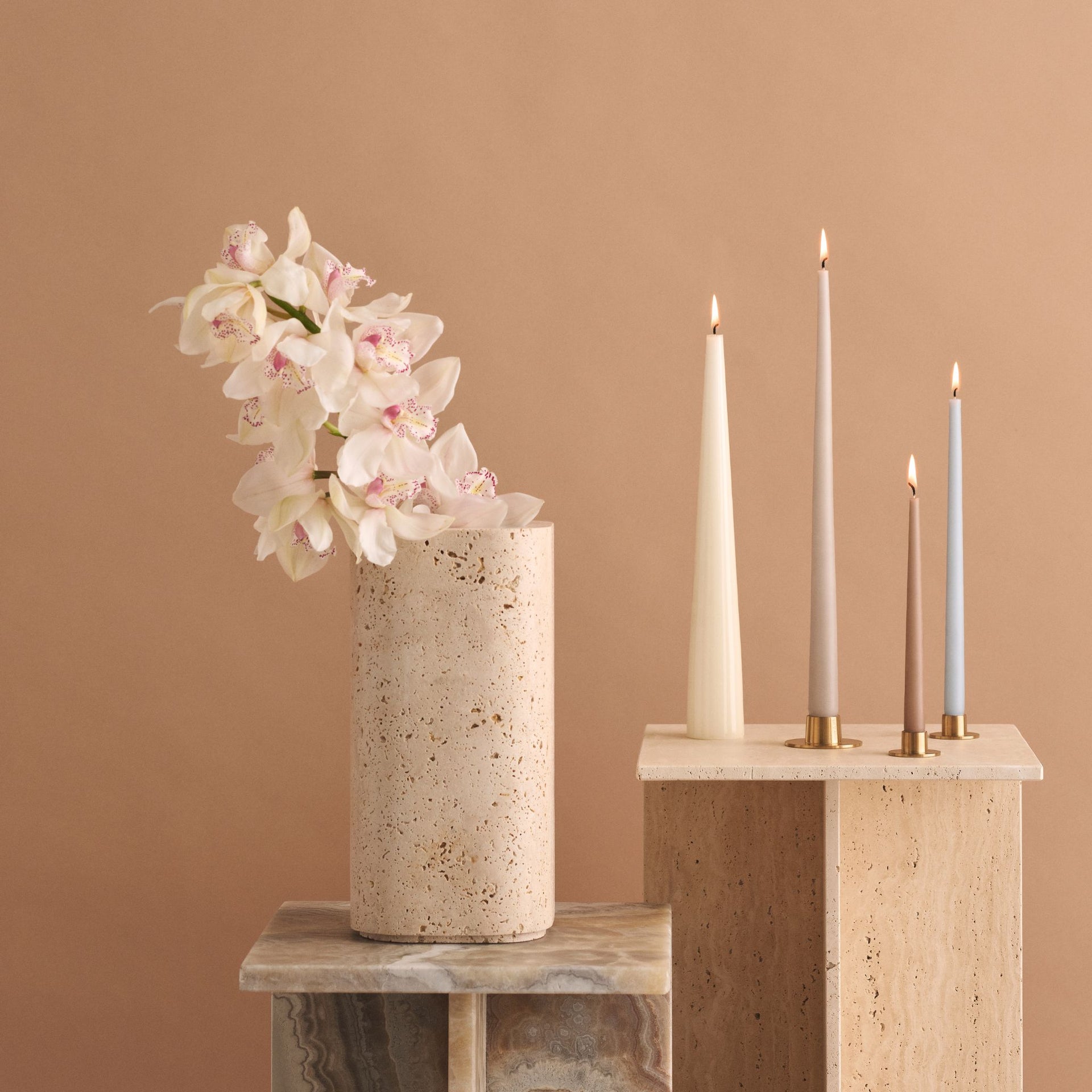 Ester & Erik Taper Candle Pair - Soft Clay