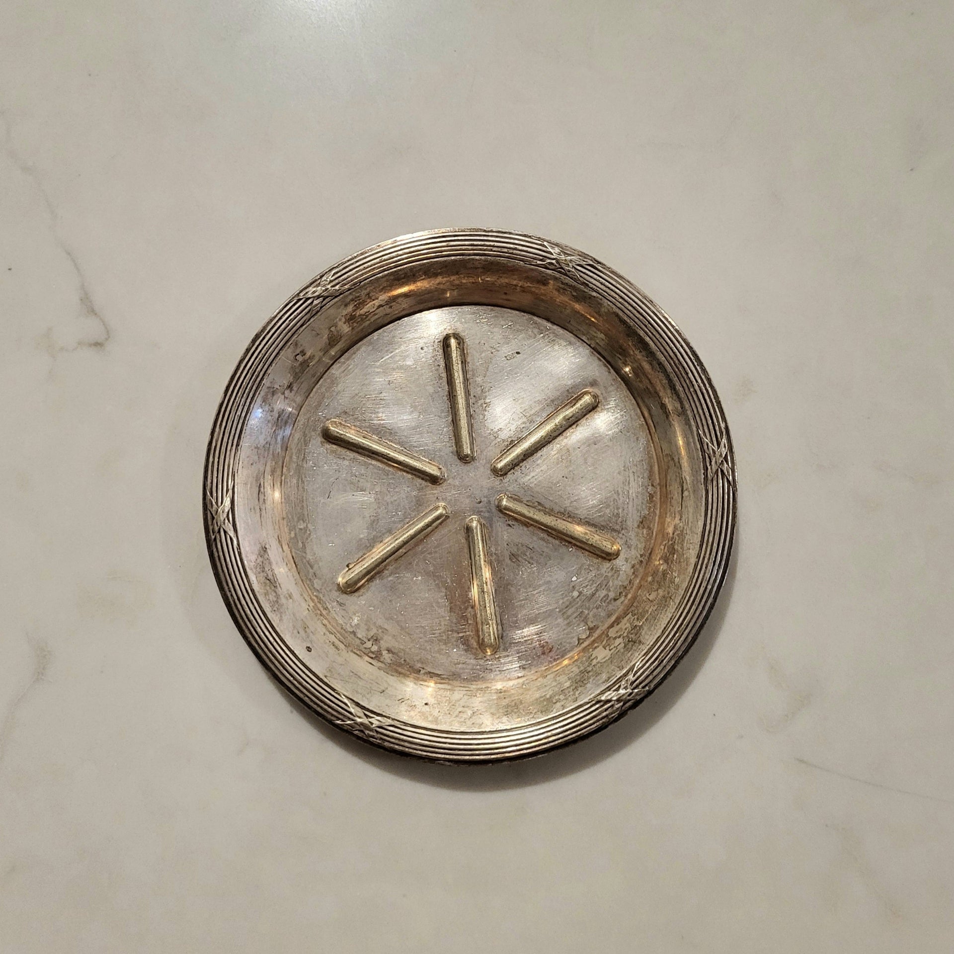 Antique Silver Bottle Coaster - from Paris