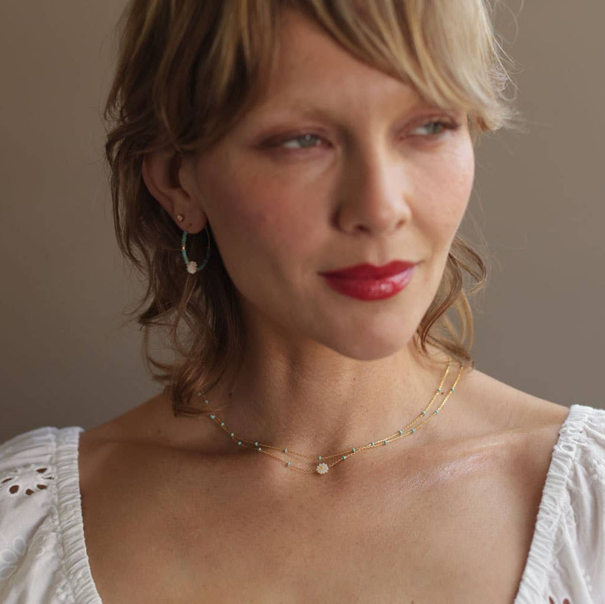 Beaded Chain Necklace - Turquoise