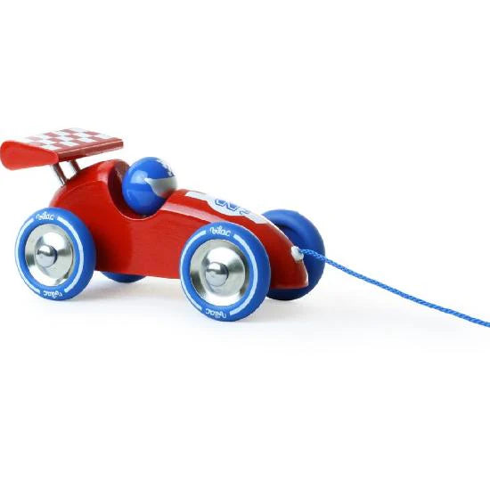 Vilac Pull Along Race Car - Red and Blue
