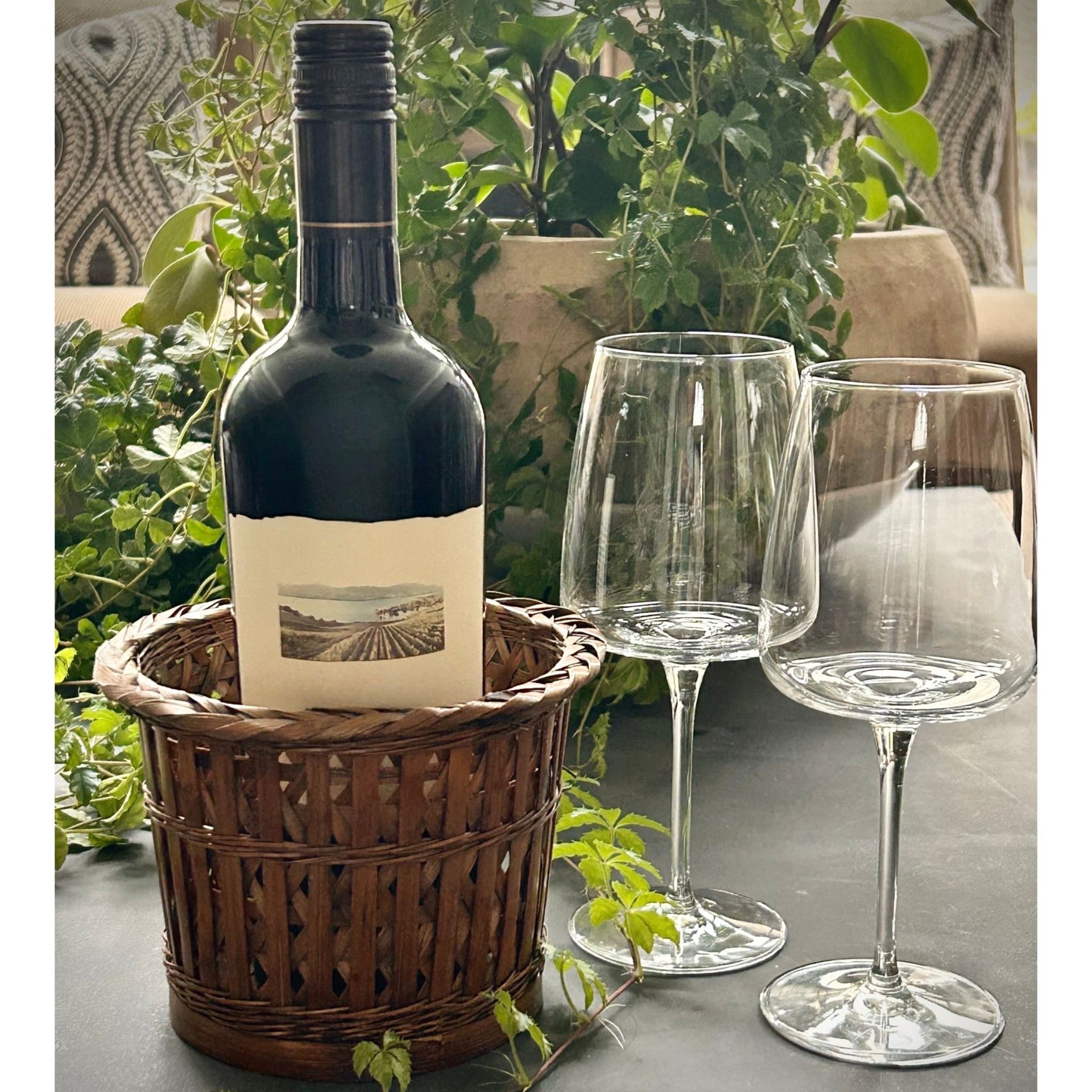 French Wicker Wine Bottle Basket - From Paris