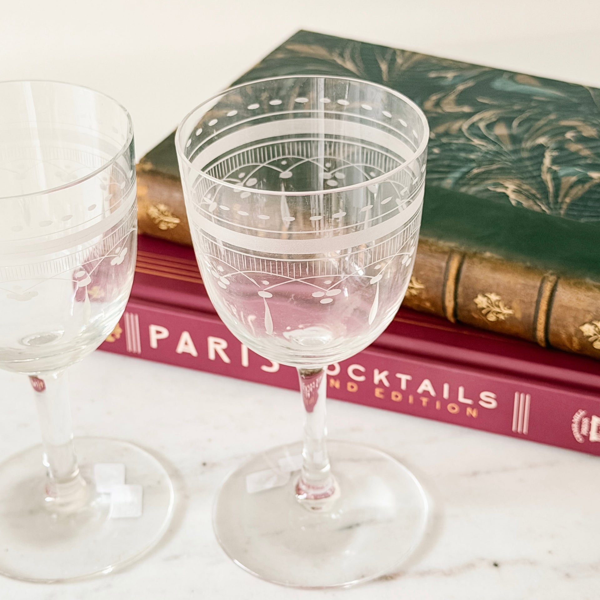 Vintage Etched Aperitif Glasses - from Paris