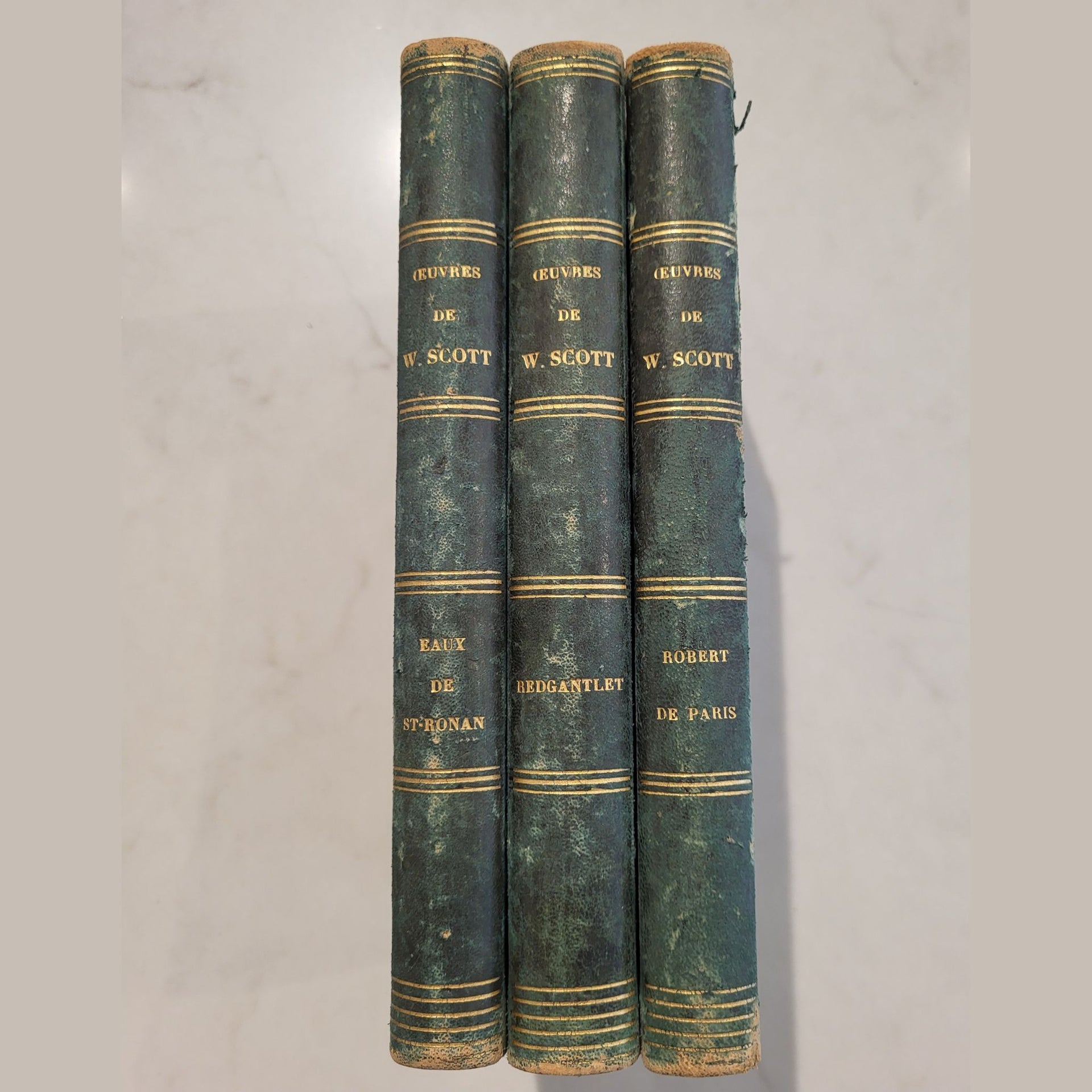 Antique Set of 3 Books (green) - from Paris