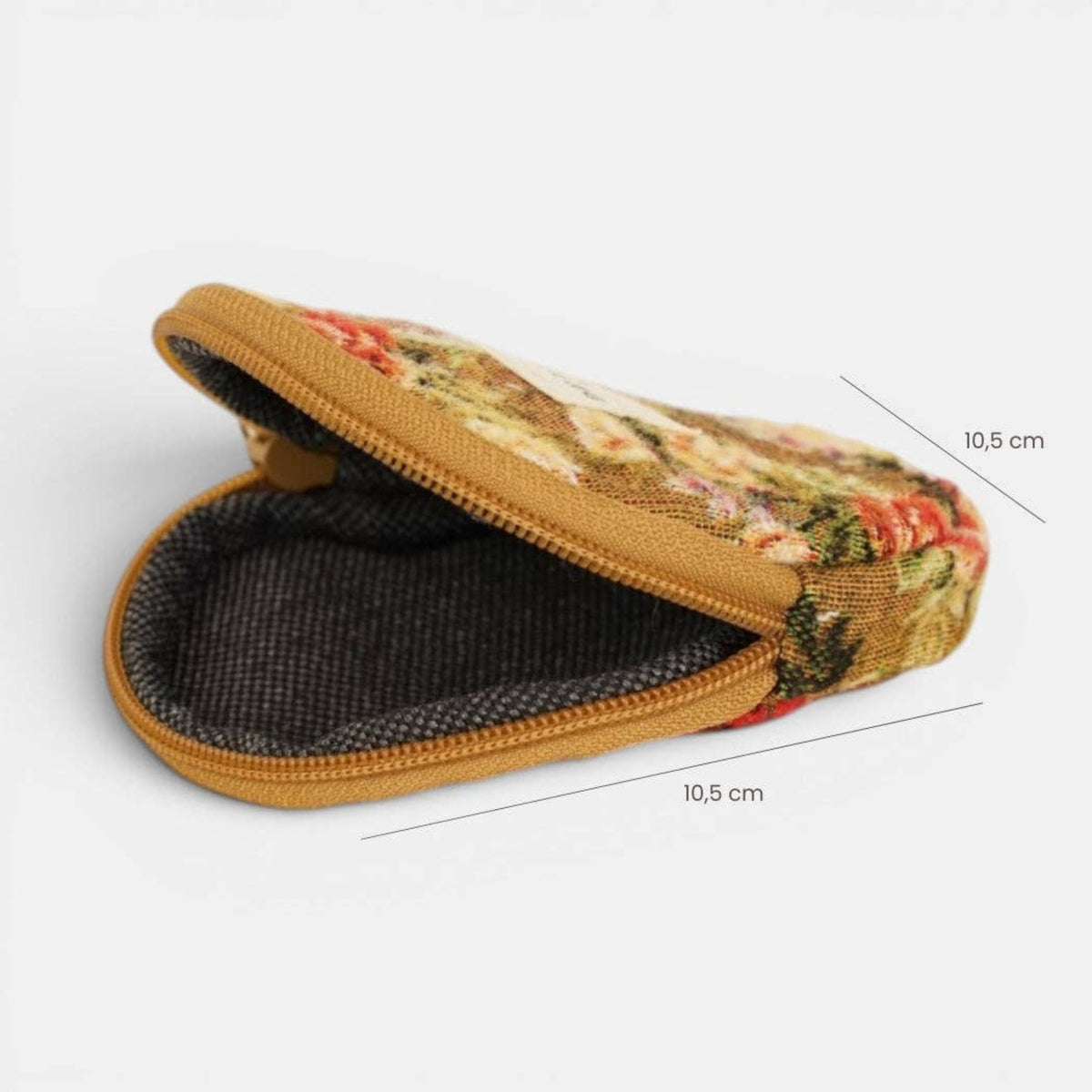 Esme Floral Jacquard Round Coin Purse – Mustard & Red